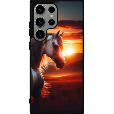 Samsung Galaxy S23 Ultra Case Hülle - Silikon schwarz Majestätischer Sonnenuntergang Pferd