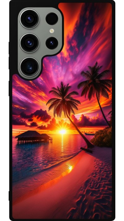 Samsung Galaxy S23 Ultra Case Hülle - Silikon schwarz Malediven Abenddämmerung Glückseligkeit