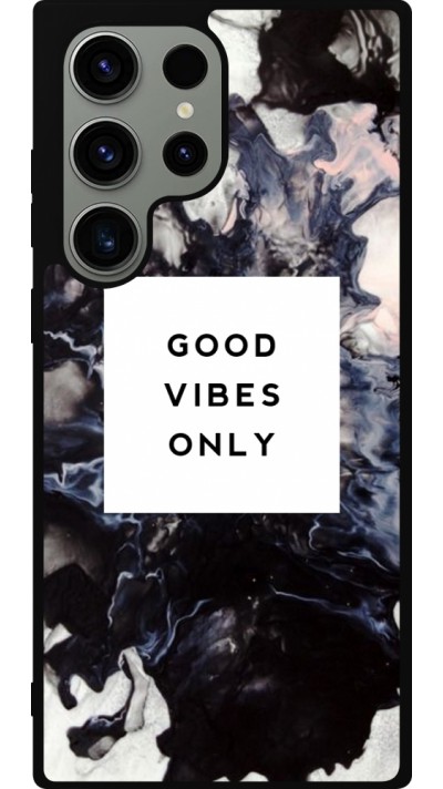 Samsung Galaxy S23 Ultra Case Hülle - Silikon schwarz Marble Good Vibes Only
