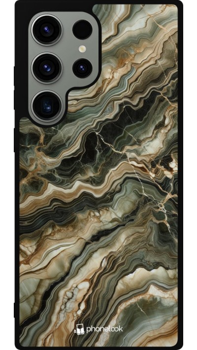 Samsung Galaxy S23 Ultra Case Hülle - Silikon schwarz Oliv Marmor