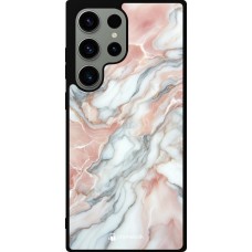Samsung Galaxy S23 Ultra Case Hülle - Silikon schwarz Rosa Leuchtender Marmor