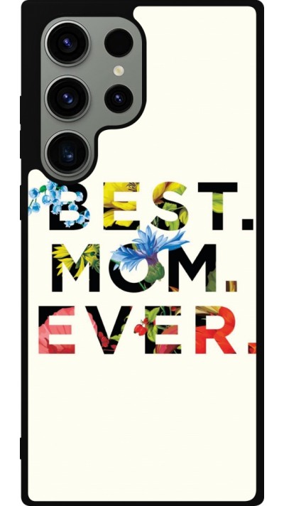 Samsung Galaxy S23 Ultra Case Hülle - Silikon schwarz Mom 2023 best Mom ever flowers