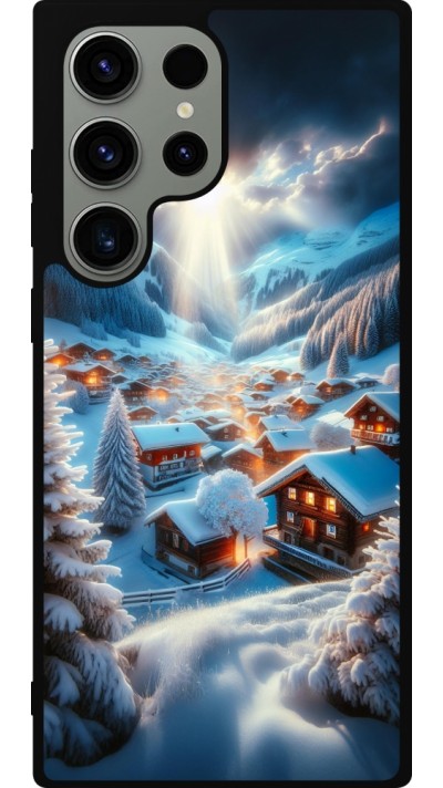Coque Samsung Galaxy S23 Ultra - Silicone rigide noir Mont Neige Lumière