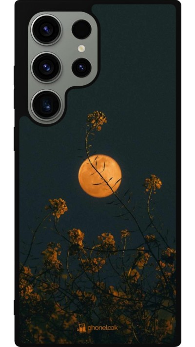 Samsung Galaxy S23 Ultra Case Hülle - Silikon schwarz Moon Flowers