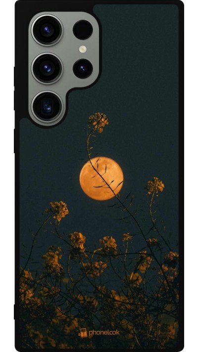 Coque Samsung Galaxy S23 Ultra - Silicone rigide noir Moon Flowers