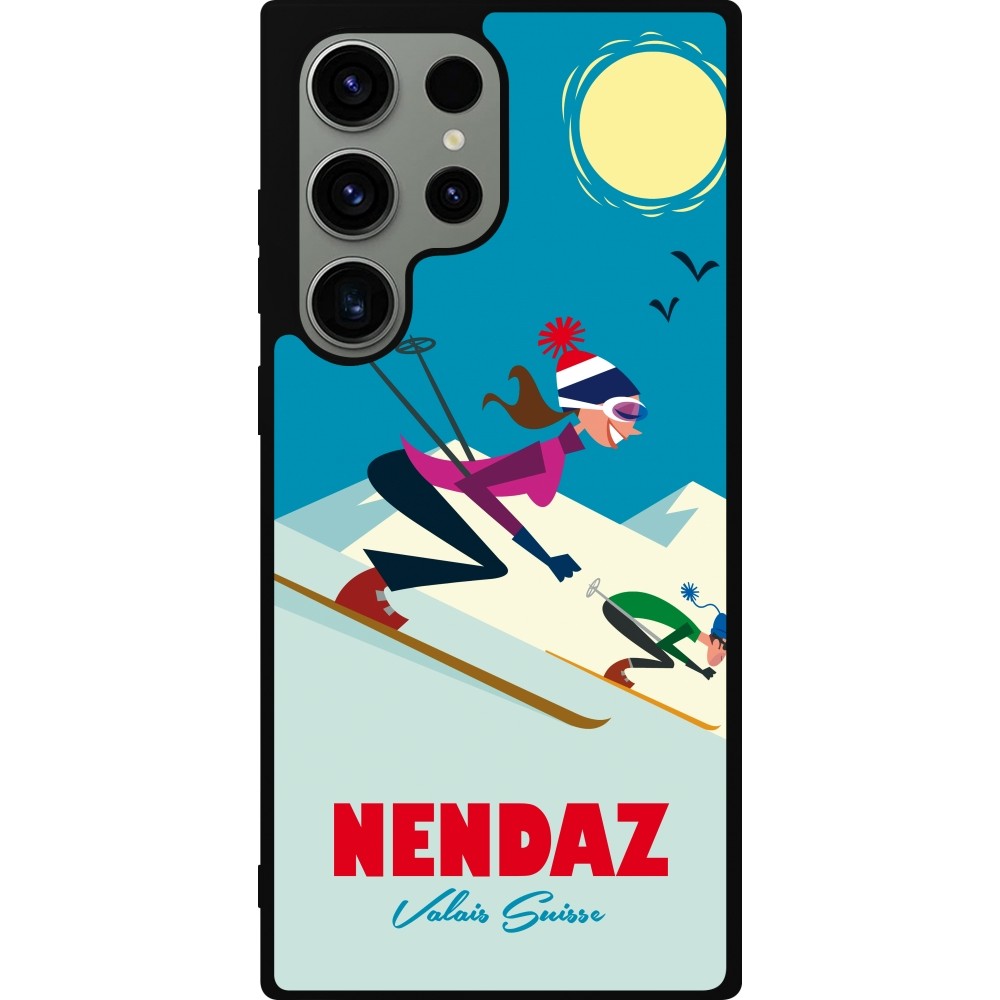 Coque Samsung Galaxy S23 Ultra - Silicone rigide noir Nendaz Ski Downhill