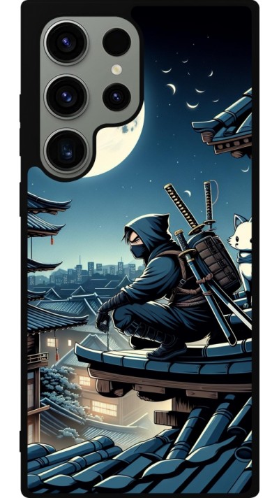 Samsung Galaxy S23 Ultra Case Hülle - Silikon schwarz Ninja unter dem Mond