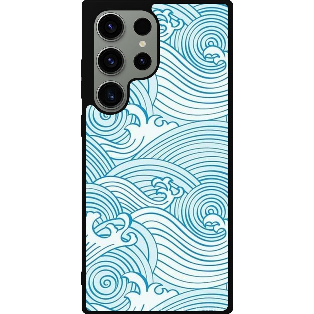 Samsung Galaxy S23 Ultra Case Hülle - Silikon schwarz Ocean Waves