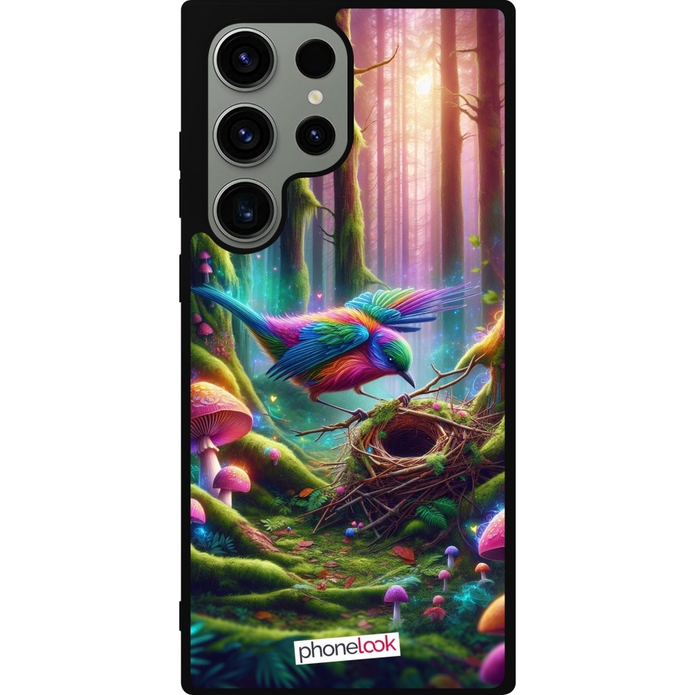 Samsung Galaxy S23 Ultra Case Hülle - Silikon schwarz Vogel Nest Wald