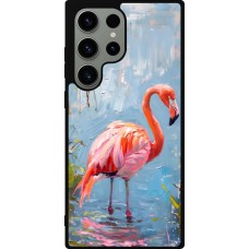 Samsung Galaxy S23 Ultra Case Hülle - Silikon schwarz Paint Flamingo