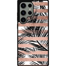 Samsung Galaxy S23 Ultra Case Hülle - Silikon schwarz Palm trees gold stripes