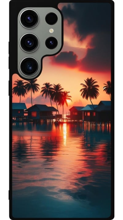 Coque Samsung Galaxy S23 Ultra - Silicone rigide noir Paradis Maldives