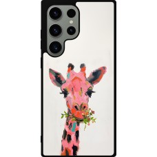 Samsung Galaxy S23 Ultra Case Hülle - Silikon schwarz Pink Girafe Paint