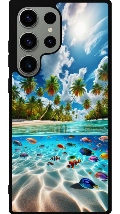 Coque Samsung Galaxy S23 Ultra - Silicone rigide noir Plage Paradis