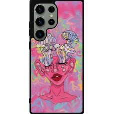 Coque Samsung Galaxy S23 Ultra - Silicone rigide noir Psychedelic pink mushroom