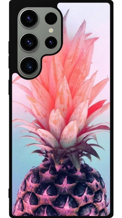 Samsung Galaxy S23 Ultra Case Hülle - Silikon schwarz Purple Pink Pineapple