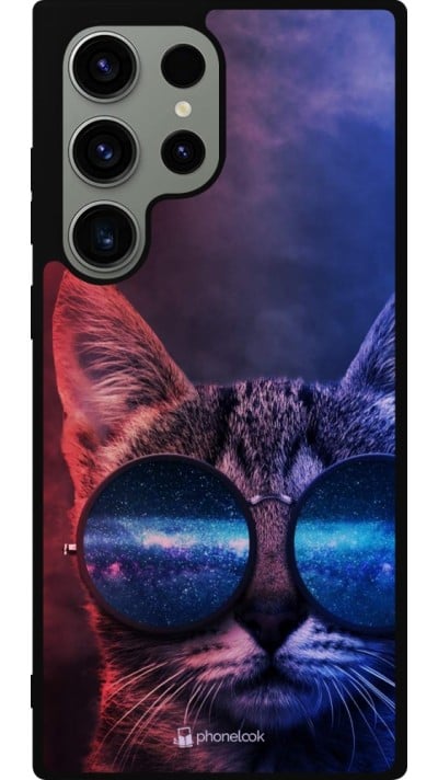Coque Samsung Galaxy S23 Ultra - Silicone rigide noir Red Blue Cat Glasses