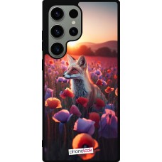 Samsung Galaxy S23 Ultra Case Hülle - Silikon schwarz Purpurroter Fuchs bei Dammerung
