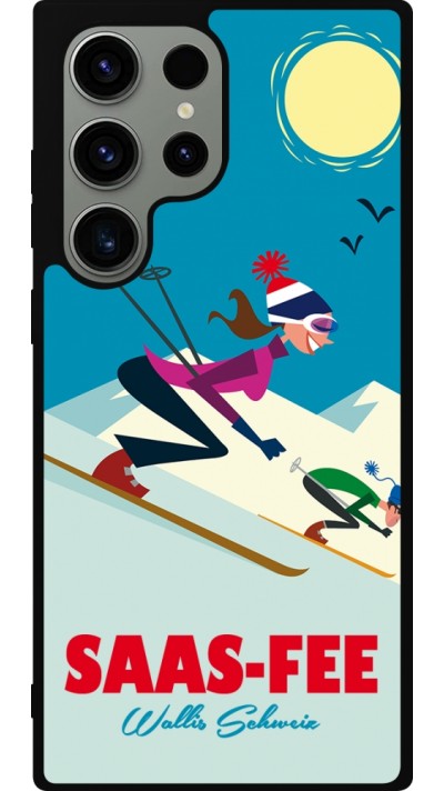 Coque Samsung Galaxy S23 Ultra - Silicone rigide noir Saas-Fee Ski Downhill