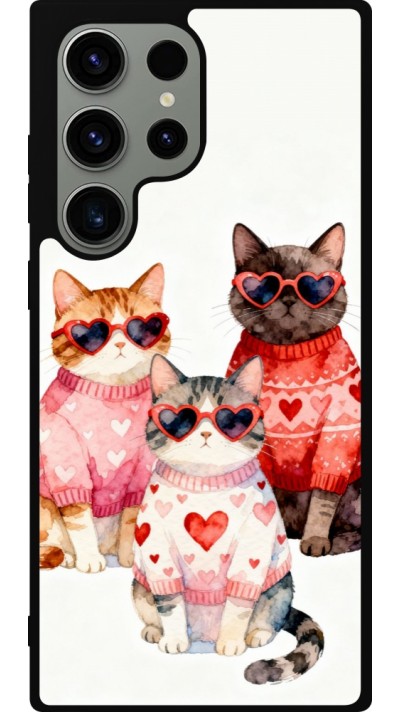 Samsung Galaxy S23 Ultra Case Hülle - Silikon schwarz Saint Valentines Day 26 Cat Love