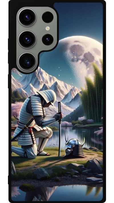 Coque Samsung Galaxy S23 Ultra - Silicone rigide noir Samurai Katana Lune