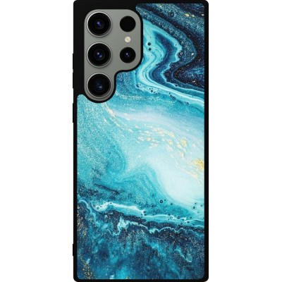 Coque Samsung Galaxy S23 Ultra - Silicone rigide noir Sea Foam Blue