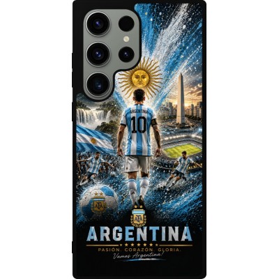 Coque Samsung Galaxy S23 Ultra - Silicone rigide noir Football Argentine splash 2026