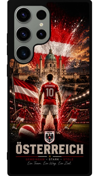 Coque Samsung Galaxy S23 Ultra - Silicone rigide noir Football Autriche splash 2026