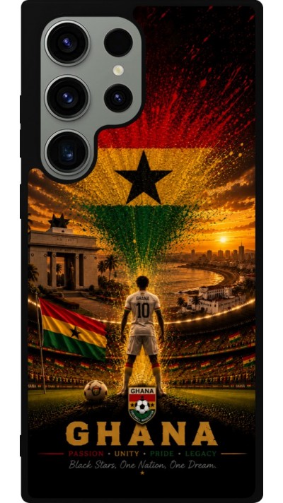 Coque Samsung Galaxy S23 Ultra - Silicone rigide noir Football Ghana splash 2026
