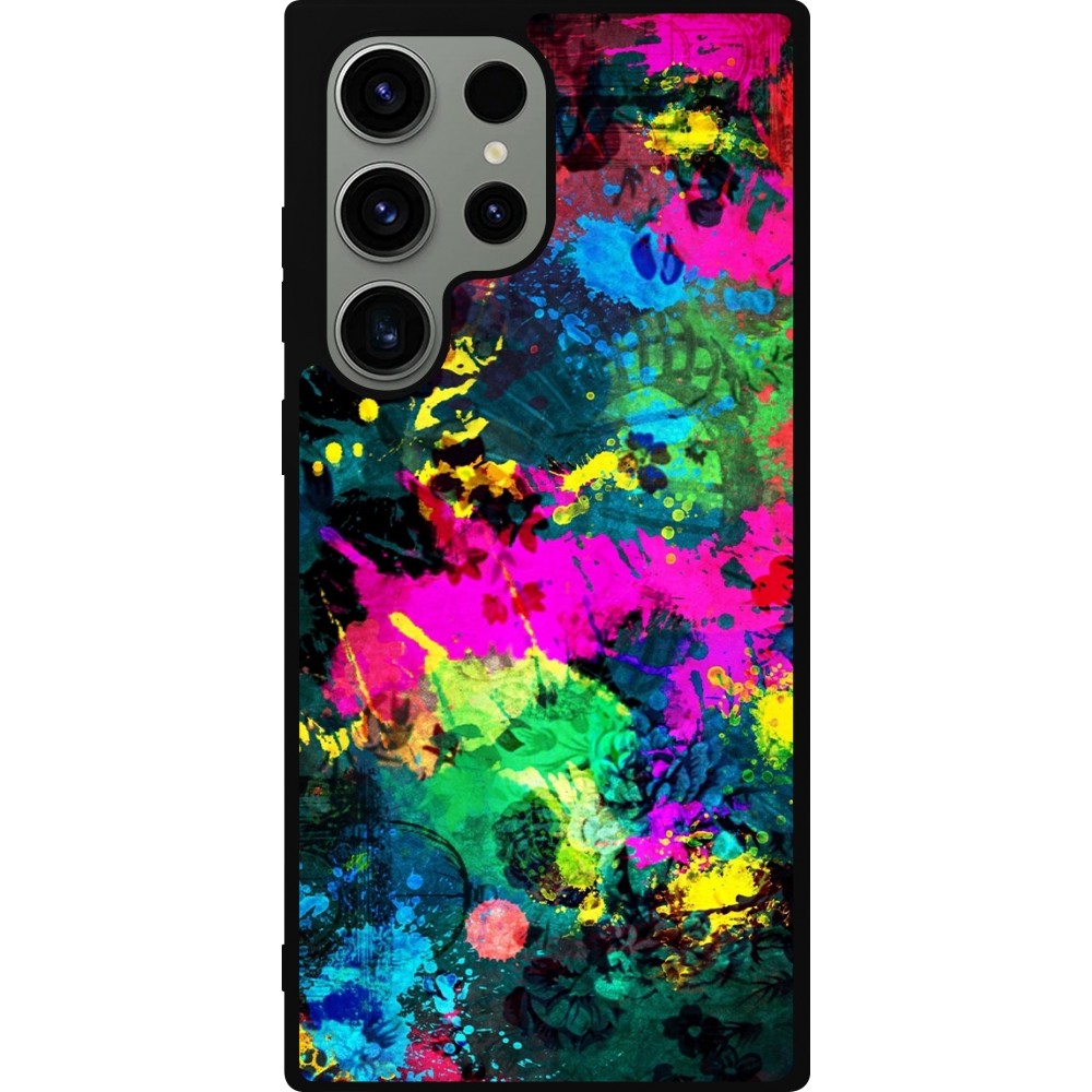 Coque Samsung Galaxy S23 Ultra - Silicone rigide noir Splash paint