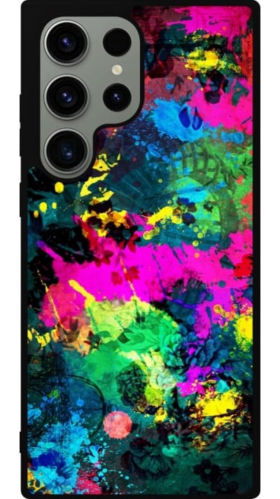 Samsung Galaxy S23 Ultra Case Hülle - Silikon schwarz Splash paint