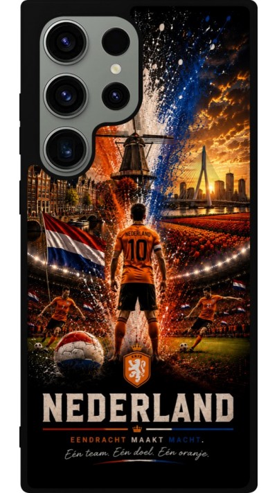 Coque Samsung Galaxy S23 Ultra - Silicone rigide noir Football Pays-Bas splash 2026