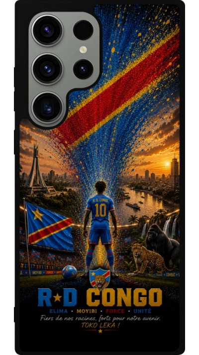 Coque Samsung Galaxy S23 Ultra - Silicone rigide noir Football République démocratique du Congo splash 2026