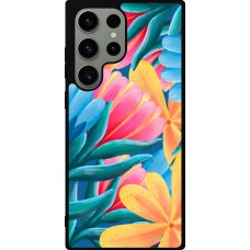 Samsung Galaxy S23 Ultra Case Hülle - Silikon schwarz Spring 23 colorful flowers