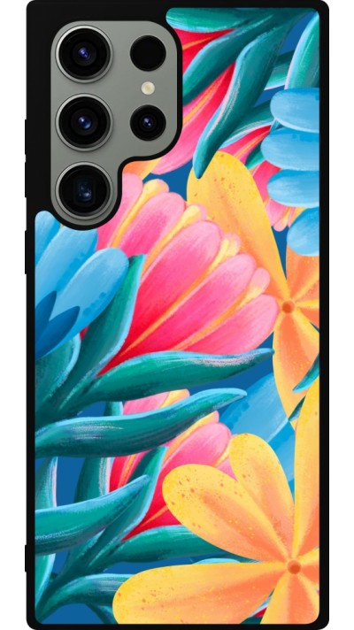 Coque Samsung Galaxy S23 Ultra - Silicone rigide noir Spring 23 colorful flowers