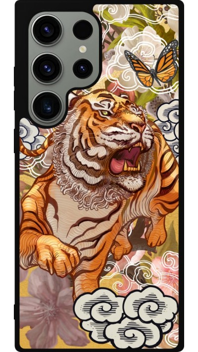 Coque Samsung Galaxy S23 Ultra - Silicone rigide noir Spring 23 japanese tiger