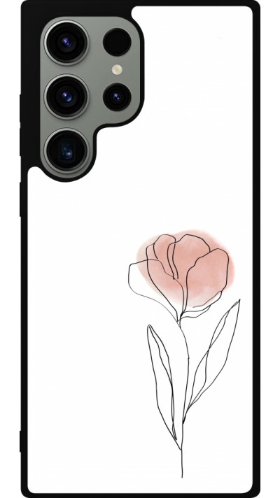 Coque Samsung Galaxy S23 Ultra - Silicone rigide noir Spring 23 minimalist flower