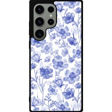 Samsung Galaxy S23 Ultra Case Hülle - Silikon schwarz Spring 23 watercolor blue flowers