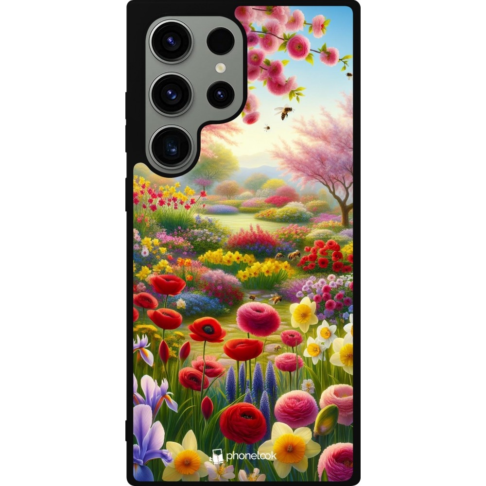 Coque Samsung Galaxy S23 Ultra - Silicone rigide noir Spring 25 Bouquet printemps