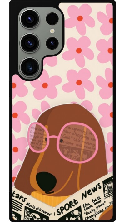 Coque Samsung Galaxy S23 Ultra - Silicone rigide noir Dog with newspaper Spring 2026