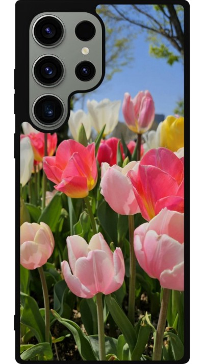 Coque Samsung Galaxy S23 Ultra - Silicone rigide noir Tulips 2026