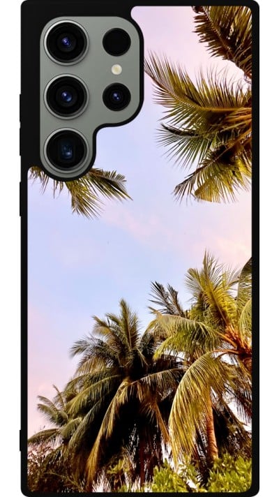 Samsung Galaxy S23 Ultra Case Hülle - Silikon schwarz Summer 2023 palm tree vibe
