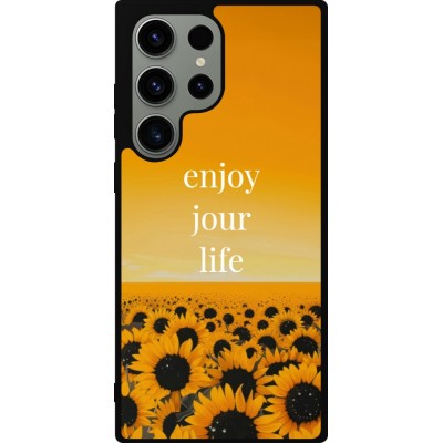 Samsung Galaxy S23 Ultra Case Hülle - Silikon schwarz Summer 2025 Enjoy your life