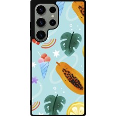 Samsung Galaxy S23 Ultra Case Hülle - Silikon schwarz Summer 2025 Pattern papaya