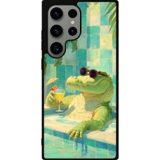 Samsung Galaxy S23 Ultra Case Hülle - Silikon schwarz Crocodile in the swimming pool Summer 2026