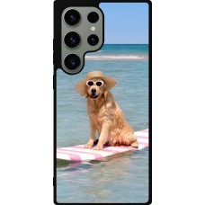 Coque Samsung Galaxy S23 Ultra - Silicone rigide noir Summer Dog on Paddle