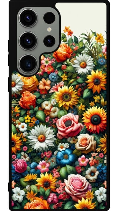 Samsung Galaxy S23 Ultra Case Hülle - Silikon schwarz Sommer Blumenmuster