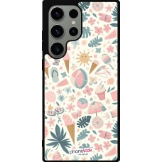 Coque Samsung Galaxy S23 Ultra - Silicone rigide noir Summer Pink Pattern