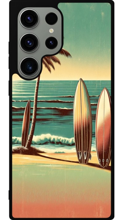 Coque Samsung Galaxy S23 Ultra - Silicone rigide noir Surf Paradise
