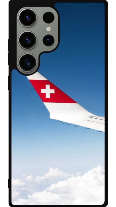 Coque Samsung Galaxy S23 Ultra - Silicone rigide noir Fête Nationale Suisse Sky Swiss Flag